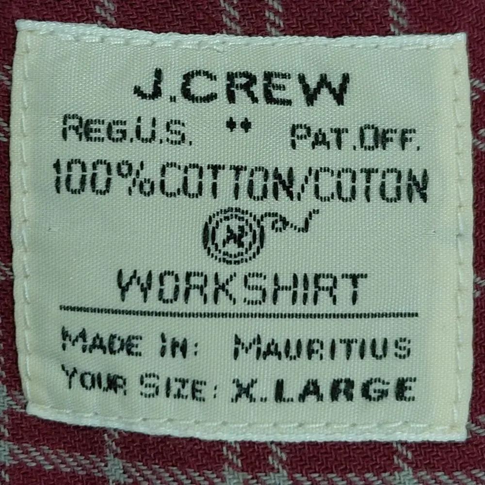 J.Crew Workshirt Red Collared Plaid Button-Up Shirt Men Size XL